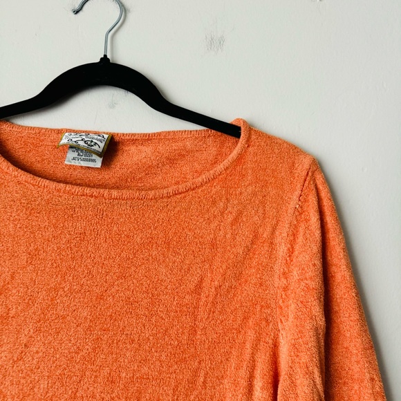 Heirloom collectibles orange extremely soft stretchy long sleeve top Sweater L - Picture 2 of 9
